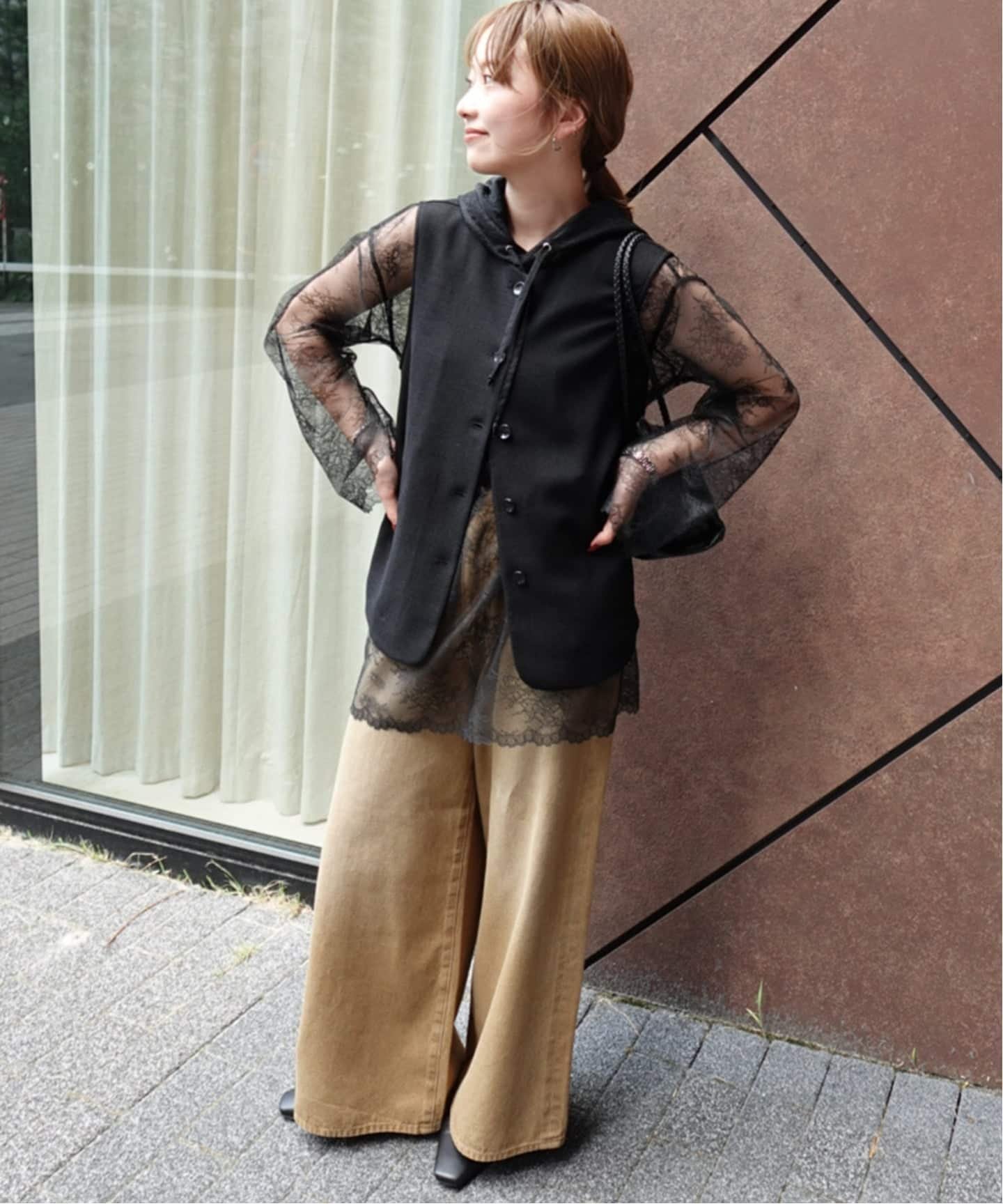 JOURNAL STANDARD relume 【ARCHIVE STANCE/アーカイブスタンス】 lace hoodie ジャーナル スタンダード レリューム トップス シャツ・ブラウス ブラック