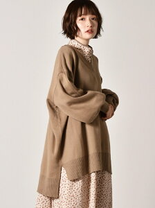 【SALE／48%OFF】RETRO GIRL RETRO GIRL/Vネックボリュームニット レトロガール ニット 長袖ニット ブラウン ブラック ベージュ