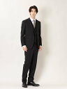 【SALE/20%OFF】m.f.editorial 光沢ウール混 スリムフィット 2ボタン3ピーススーツ シャドーチェック黒 タカキュー スーツ・フォーマル ...