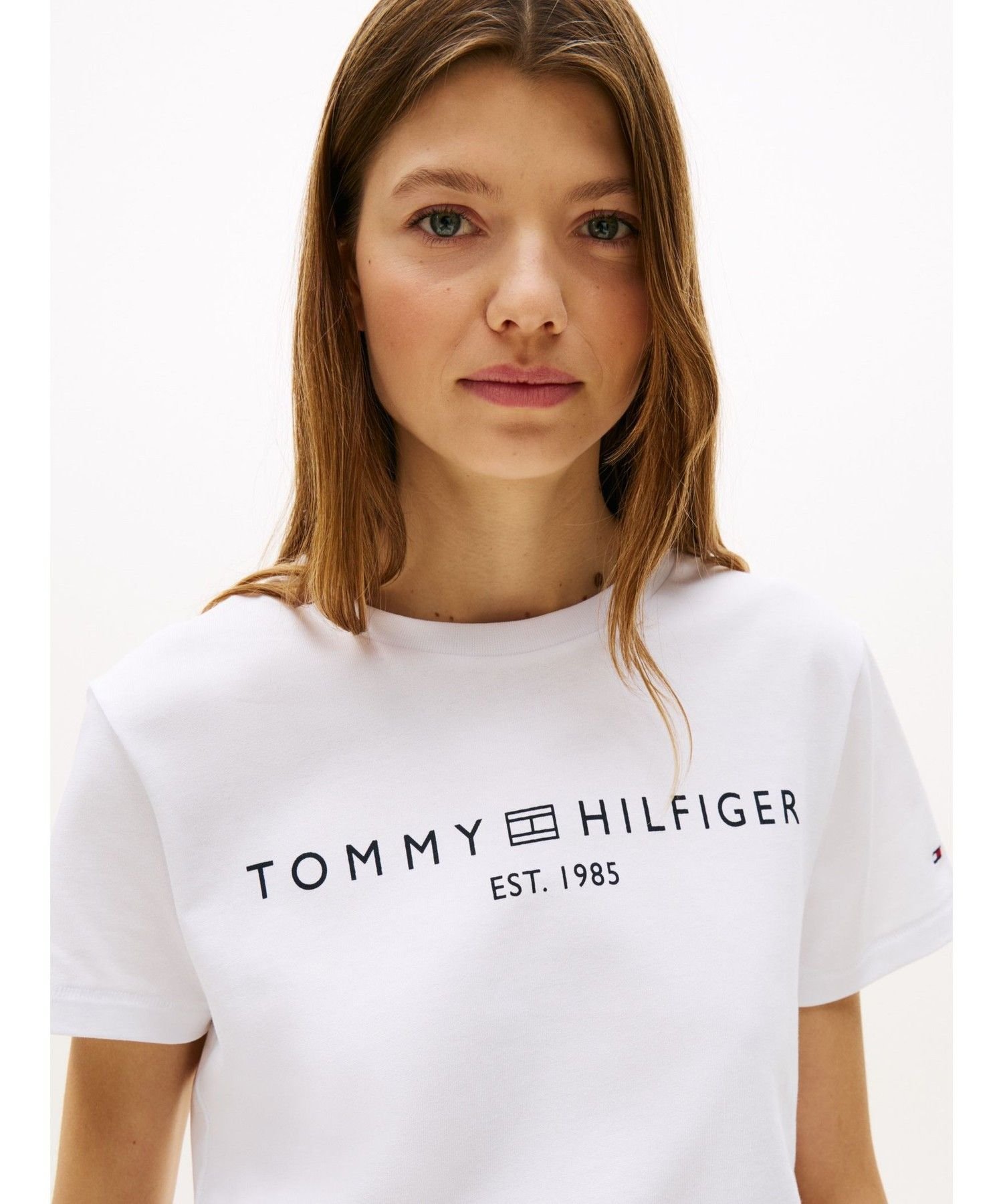 TOMMY HILFIGER ニートクルーネックTシャツ トミーヒルフィガー トップス カットソー・Tシャツ ホワイト ネイビー【送料無料】