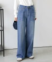 La-gemme 美脚ワイドストレートデニムパンツ ラジュール パンツ ジーンズ・デニムパンツ ブラック ブルー【送料無料】