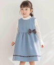 BeBe Petits Pois Vert 【店舗限定】チェック柄リボンジャンパースカート(95~150cm) ベベ オンライン ストア ワンピース・ドレス ジャンパースカート ベージュ ブルー【送料無料】