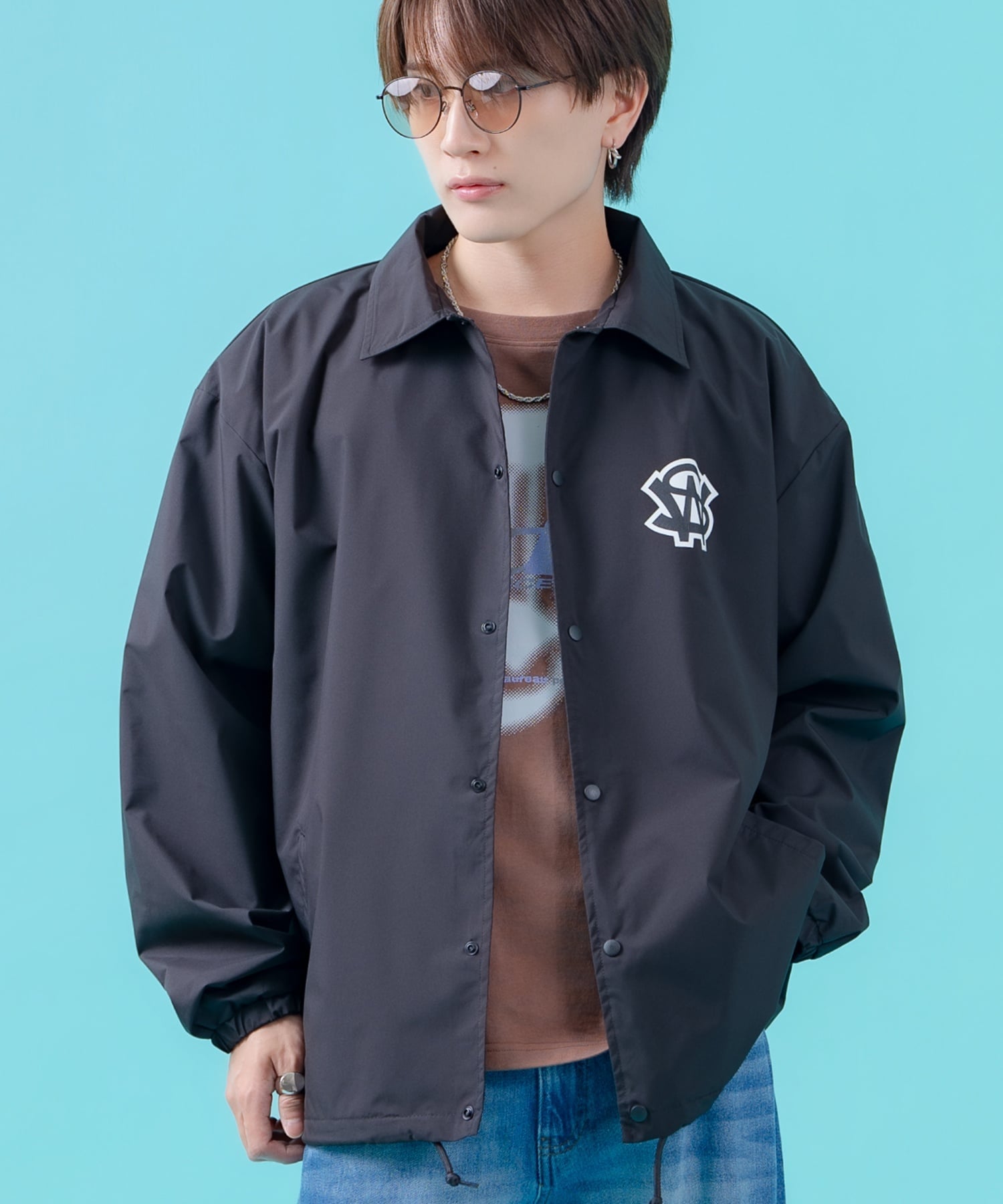 【SALE／10%OFF】SIDEWAY STANCE SIDEWAY STANCE サイドウェイスタンス ベースボールロゴ コーチジャケット インプローブス ジャケット・アウター ナイロンジャケット ブラック グレー【送料無料】