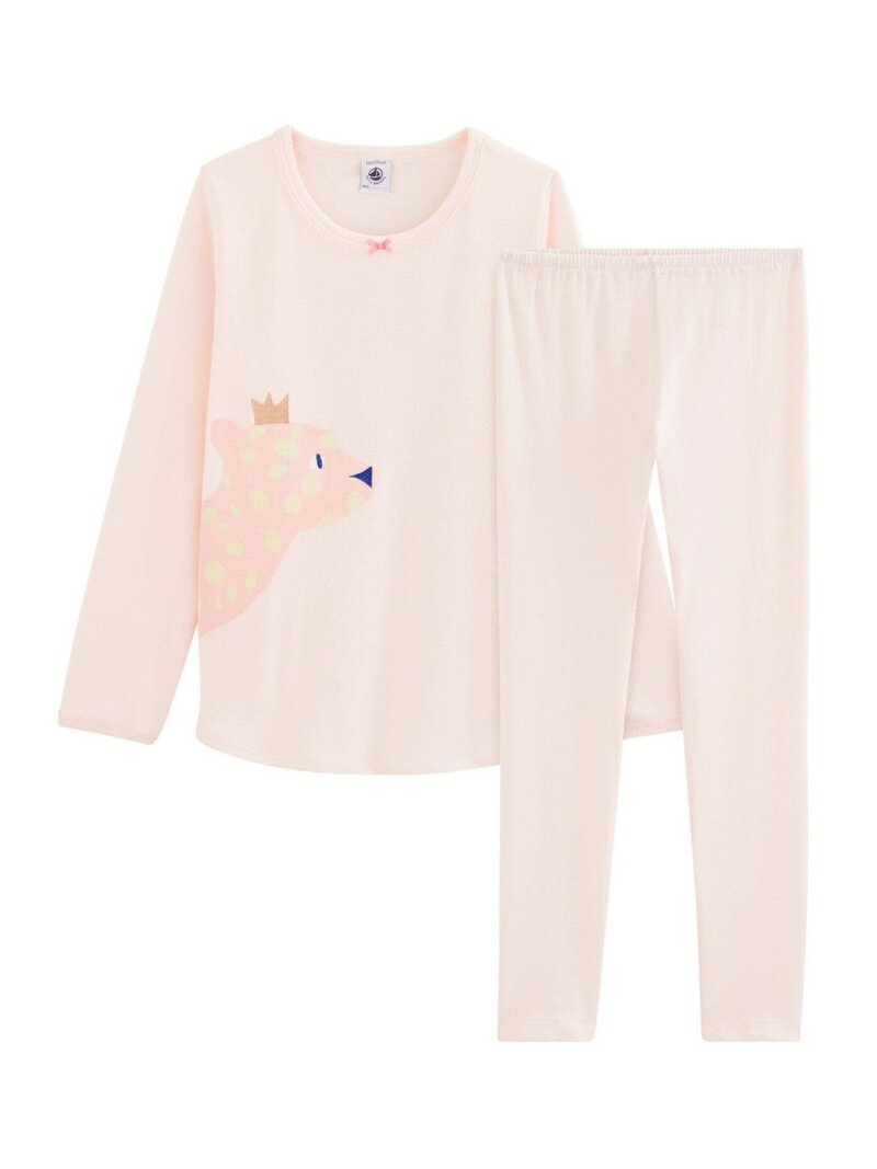 【SALE／30%OFF】PETIT BATEAU (K)プリント長袖パジャマ(動物) プチバトー トップス その他のトップス ピンクのサムネイル