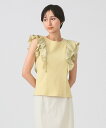 Ray BEAMS リブ ラッフル フリル スリーブ Tシャツ ビームス ウイメン トップス ノースリーブ・タンクトップ イエロー ホワイト ブラック【送料無料...