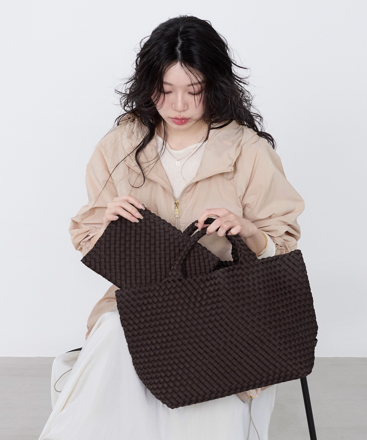 MICA&DEAL 【NAGHEDI】トートバッグ-St Barths Medium Tote マイカアンドディール バッグ トートバッグ ブラウン【送料無料】