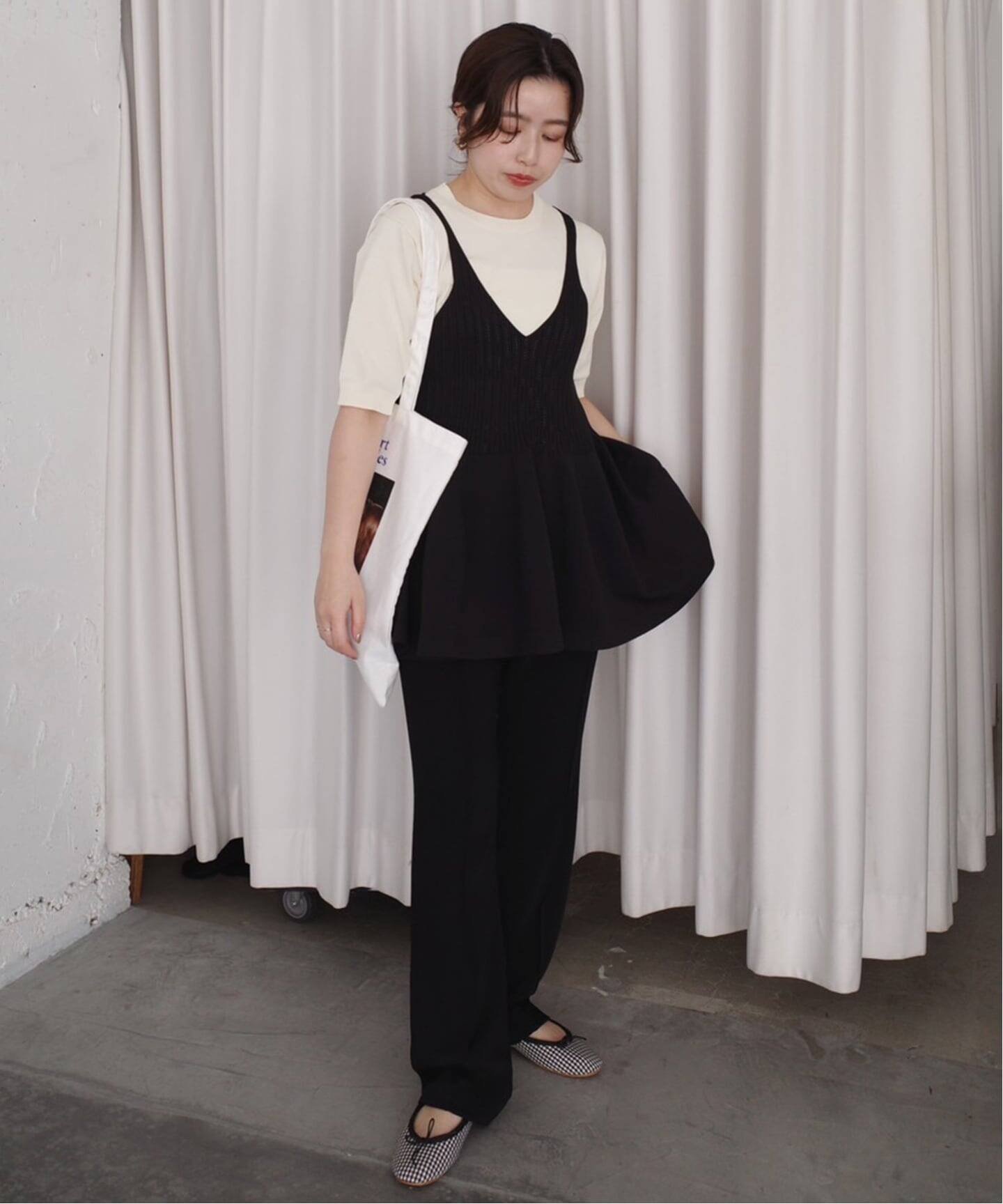 SLOBE IENA 《WEB限定/追加2》ペプラムビスチェ スローブ イエナ トップス ニット ブラック