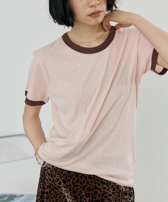 リンガーTシャツ 26AW フリークスストア トップス カットソー・Tシャツ ピンク ベージュ グレー