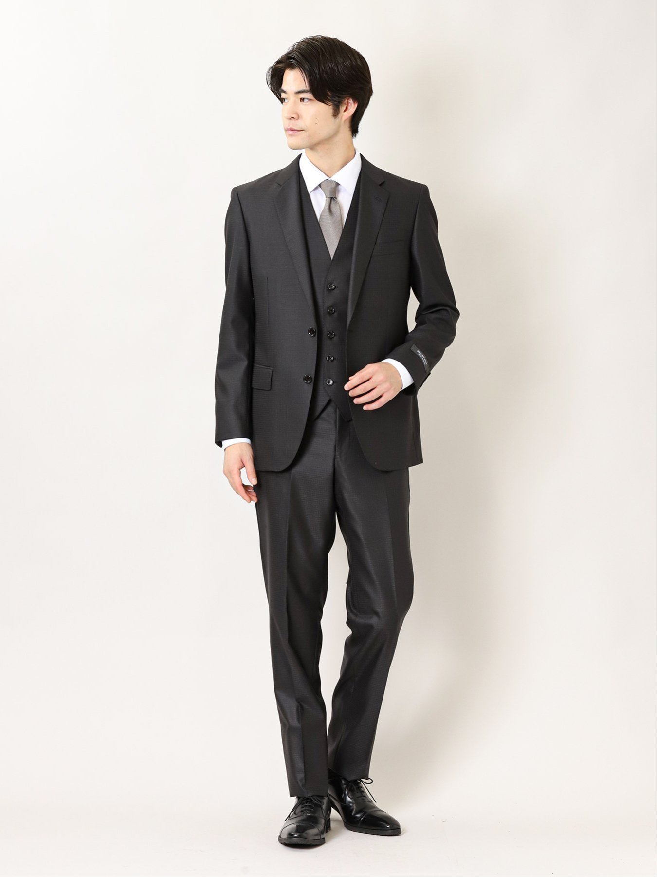 【SALE/20%OFF】m.f.editorial 光沢ウール混 スリムフィット 2ボタン3ピーススーツ グレンチェックグレー タカキュー スーツ・フォーマル セットアップスーツ グレー【送料無料】