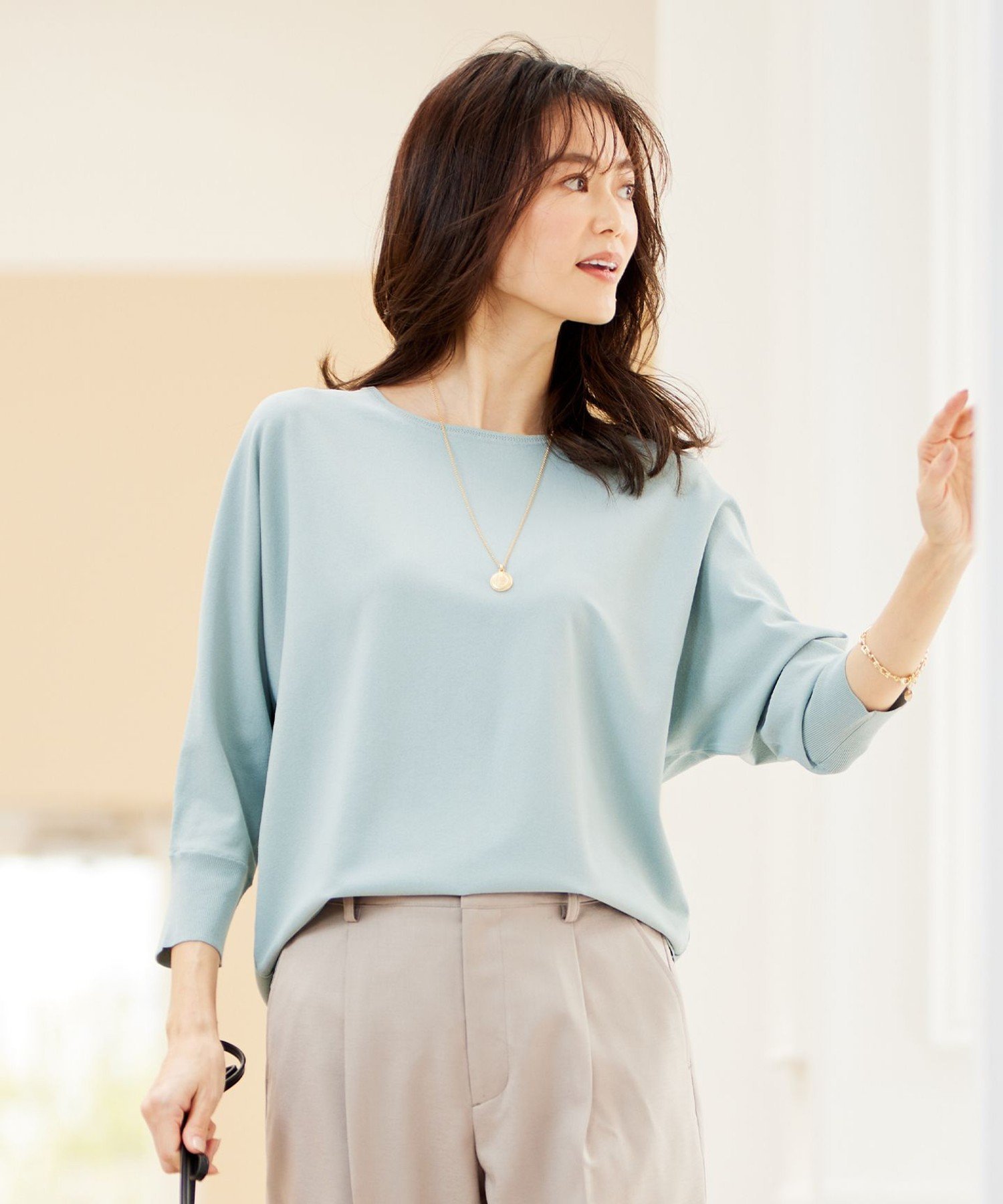 【SALE／30 OFF】J.PRESS LADIES L 【洗える】 レーヨンエリートストレッチ ドルマンスリーブ ニット ジェイプレス トップス ニット グリーン グレー ブルー ネイビー【送料無料】