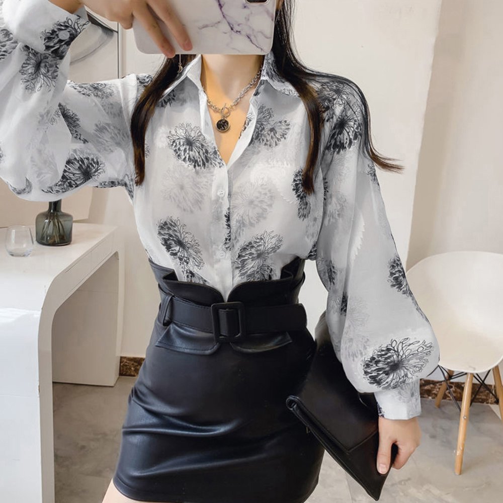 【SALE／30%OFF】miniministore シャツブラウス 花柄 シアーブラウス長袖 ミニミニストア トップス シャツ・ブラウス レッドのサムネイル