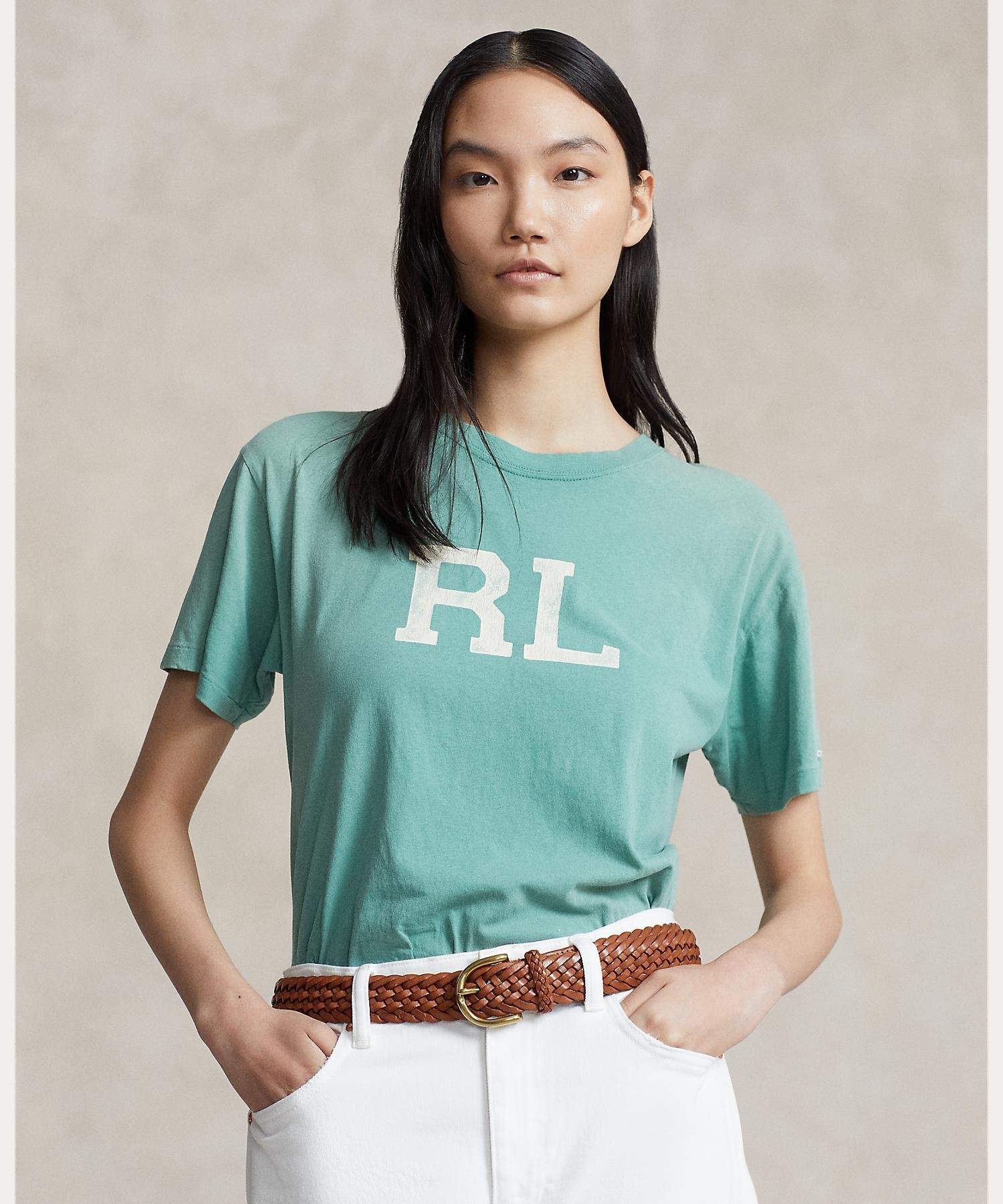 ポロ ラルフローレン トップス レディース POLO RALPH LAUREN RL ロゴ ジャージー Tシャツ ラルフローレン トップス カットソー・Tシャツ グリーン【送料無料】