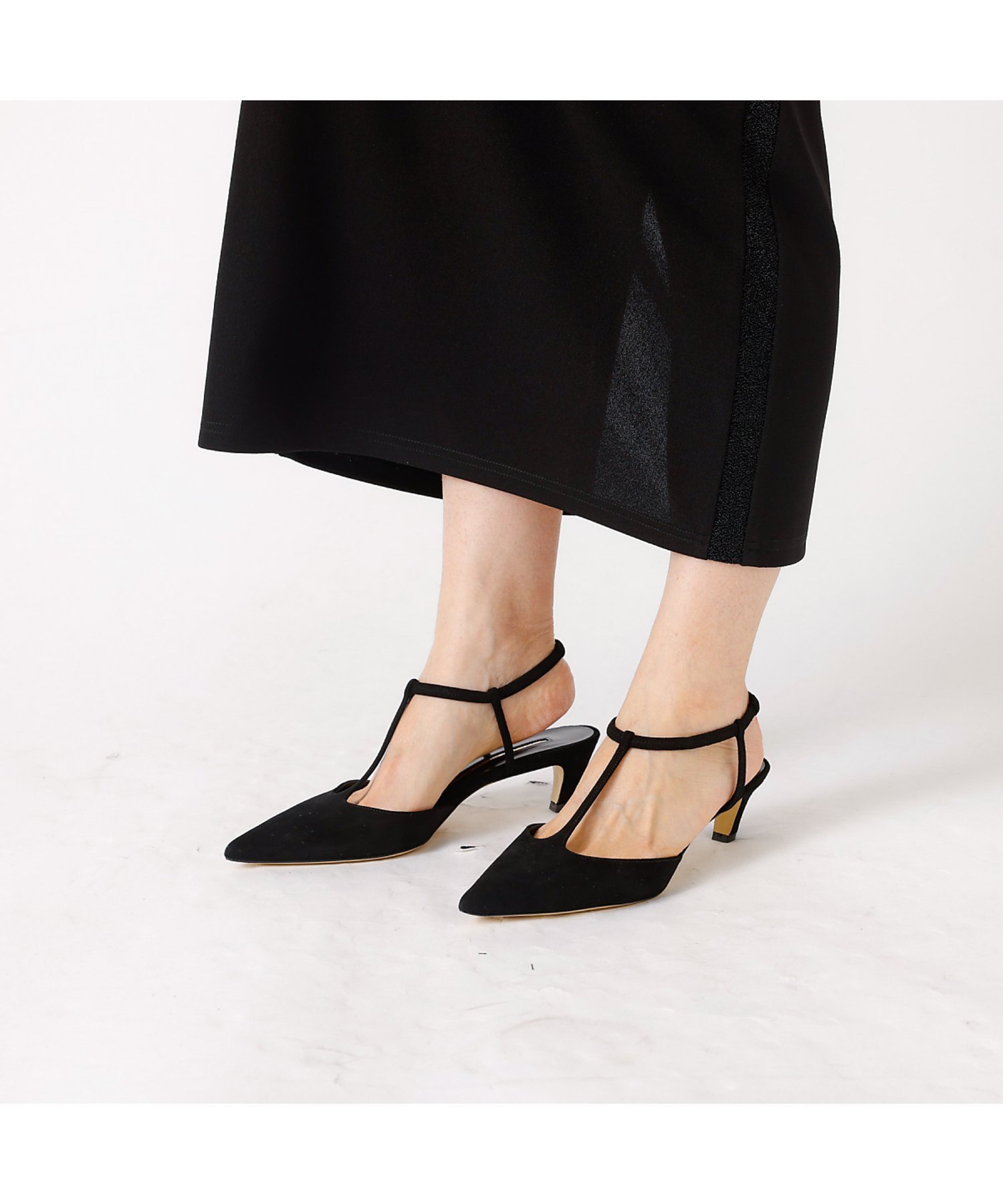 Rouge vif la cle 【BRENTELLA/ブレンテッラ】MARION Tバーストラップパンプス ルージュ・ヴィフ ラクレ シューズ・靴 パンプス ブラック【送料無料】