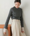 【SALE/10%OFF】Bab 【選べるネック】チュールレイヤードリブニット バブ / ブージュルード トップス ニット ベージュ グレー レッド グリーン【...