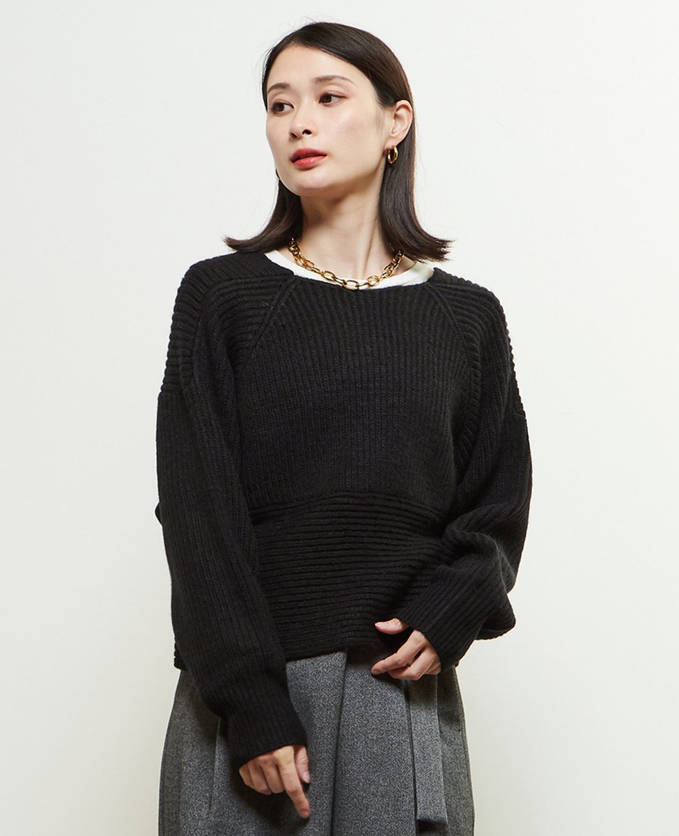 Soffitto 2WAYクロスニット ソフィット トップス ニット ブラック グレー ホワイト