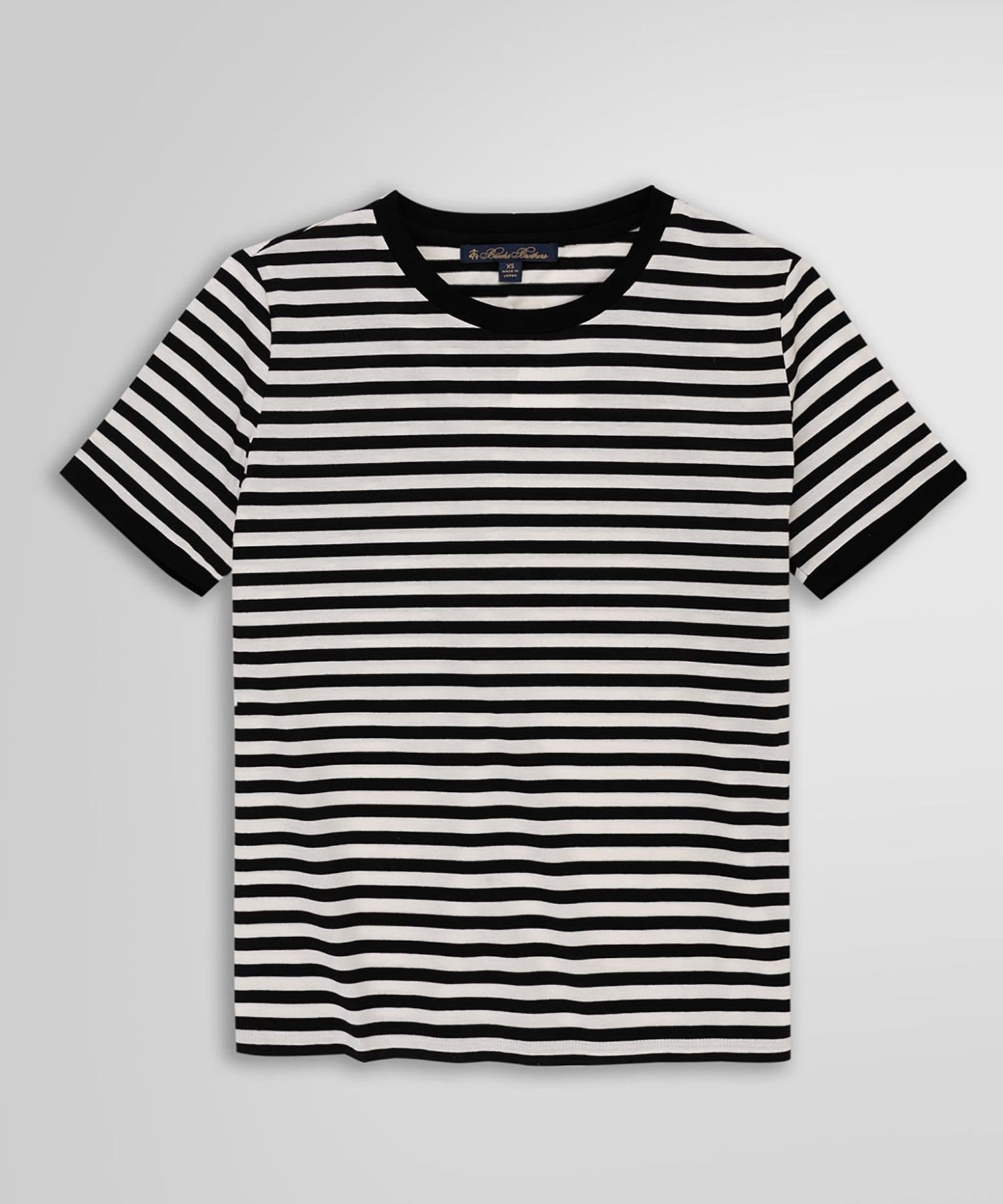 【SALE／35%OFF】BROOKS BROTHERS コットン ストライプ リンガーTシャツ ブルックス ブラザーズ トップス カットソー・Tシャツ ブラック ホワイト【送料無料】