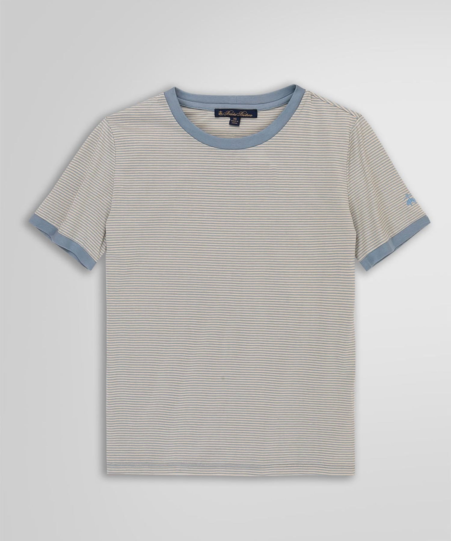 【SALE／35%OFF】BROOKS BROTHERS コットン ストライプ リンガーTシャツ ブルックス ブラザーズ トップス カットソー・Tシャツ ブラック ホワイト【送料無料】
