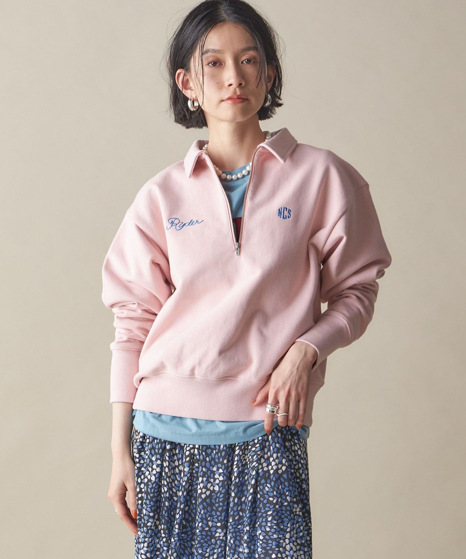 SHIPS WOMEN SHIPS NINE CASE:＜洗濯機可能＞ハーフ ジップ スウェット プ