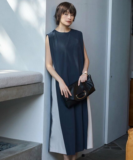 ICB L 【接触冷感・UVカット・洗える】RENUソフトタイプライター バイカラーワンピース アイシービー ワンピース・ドレス ワンピース ブラック ネイビー【送料無料】 ICB L 【接触冷感・UVカット・洗える】RENUソフトタイプライター バイカラーワンピース アイシービー ワンピース・ドレス ワンピース ブラック ネイビー【送料無料】