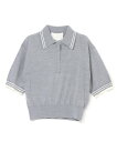 3.1 Phillip Lim (W)オーガンザコンボ クロップドニットポロ スリーワン フィリップ リム トップス ポロシャツ グレー ネイビー【送料無料】