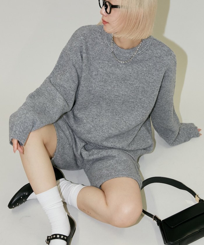 PUBLUX ニットトップ ショートパンツ セットアップ 限定展開 フリークスストア トップス ニット グレー ベージュ【送料無料】のサムネイル