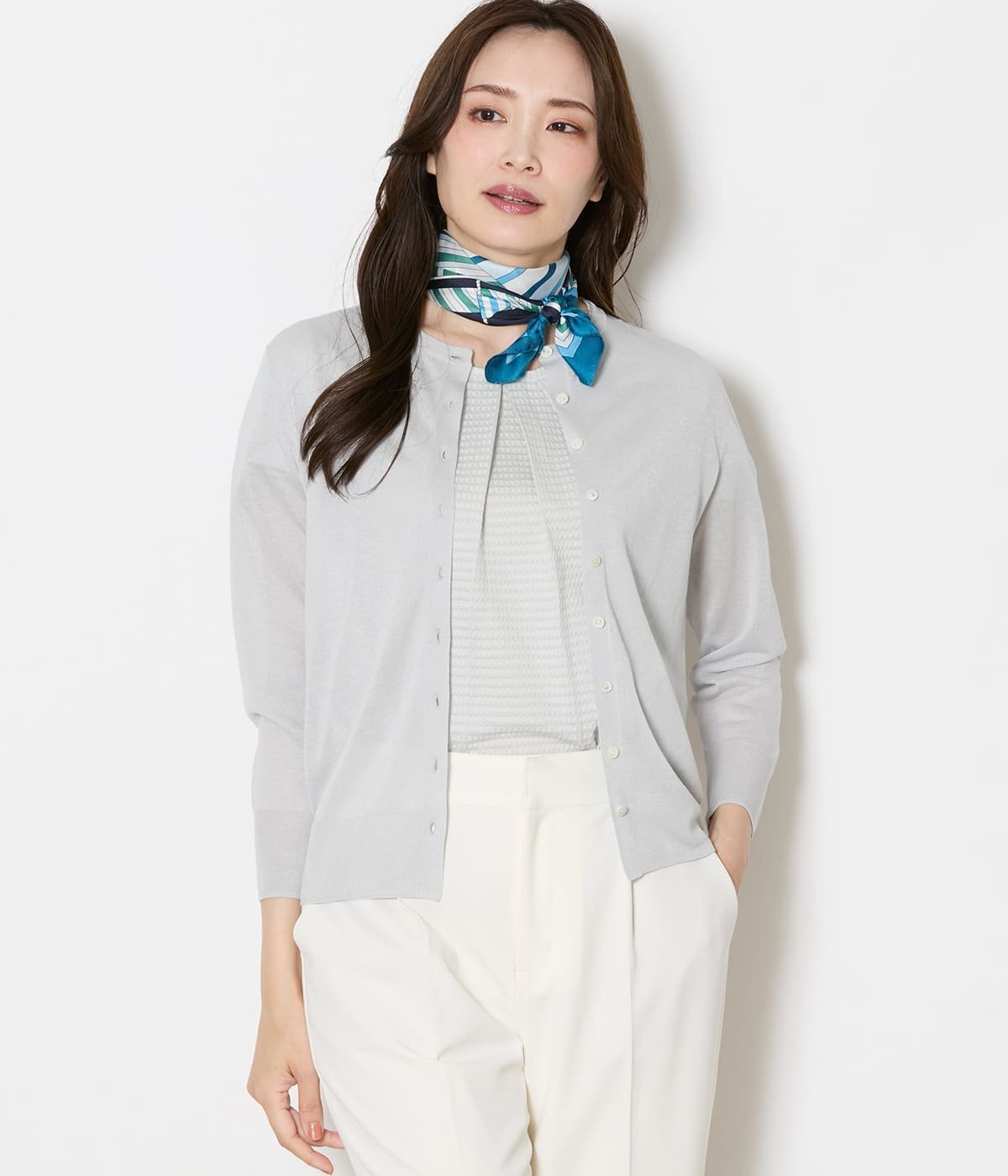 【SALE／18%OFF】NEWYORKER WOMEN L-SIZE 【L】ヴィスコースポリエステル クルーネックカーディガン ニューヨーカー エルサイズ トップス カーディガン ホワイト【送料無料】