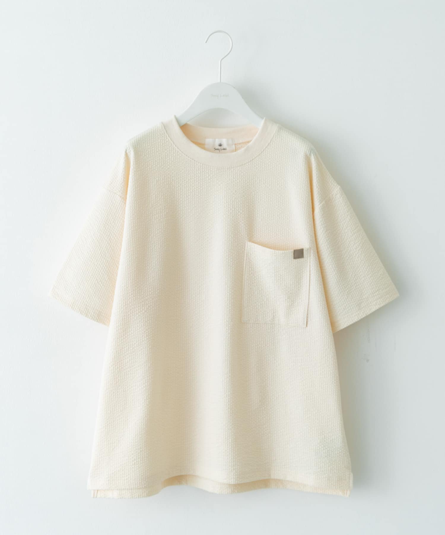 Sonny Label カットシアサッカーショートスリーブTシャツ サニーレーベル トップス カットソー・Tシャツ ネイビー ブラック ホワイト