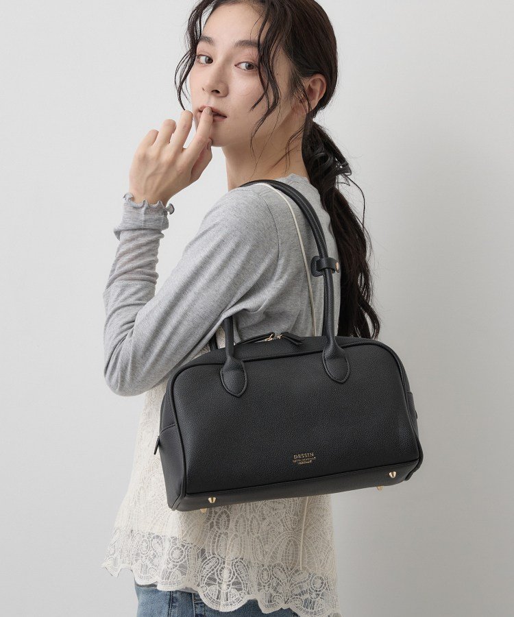 Dessin ロングハンドルボストンバッグ デッサン バッグ ボストンバッグ レッド ブラック【送料無料】