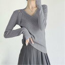 【SALE/50%OFF】Aimoon リブニットトップス レディース 韓国風 ミニミニストア トップス ニット ブラック ブラウン ベージュ ホワイト グレー