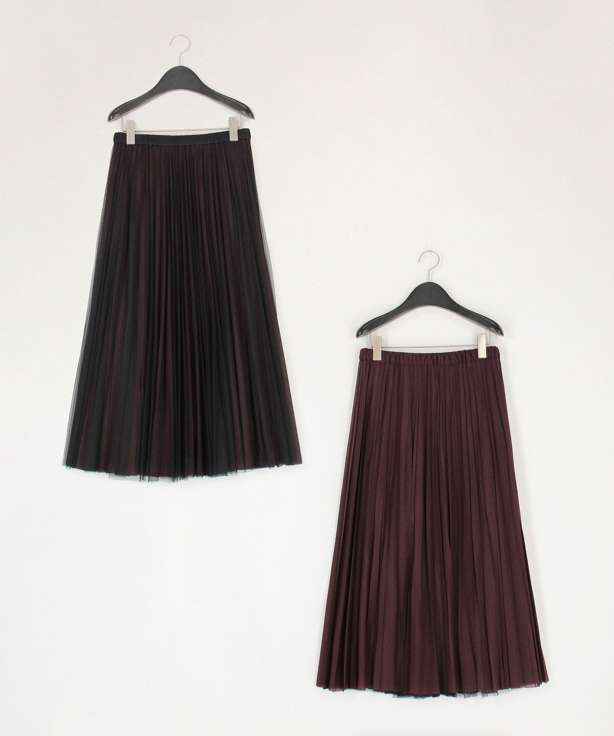 【SALE／10%OFF】COMME CA 【ブライトリーセットアップ】ソフトチュール*オーガンジートリコット広幅 スカート コムサ スカート ロング・マキシスカート ブラック ワインレッド グレー【送料無料】