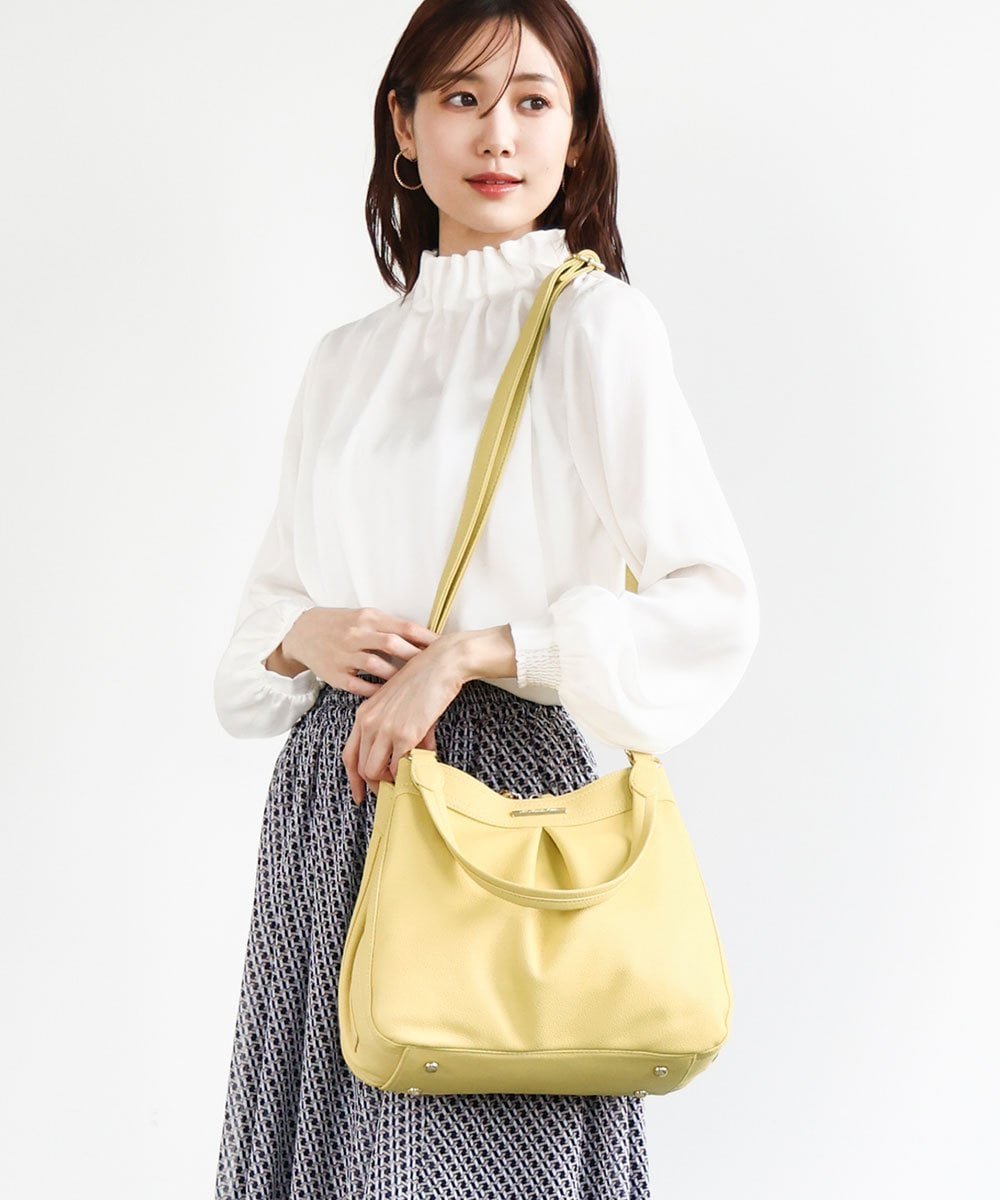 【SALE／30%OFF】MK MICHEL KLEIN BAG [2WAY]合成皮革タックデザインバッグ エムケーミッシェルクランバック バッグ トートバッグ グリーン イエロー ブラック ベージュ【送料無料】