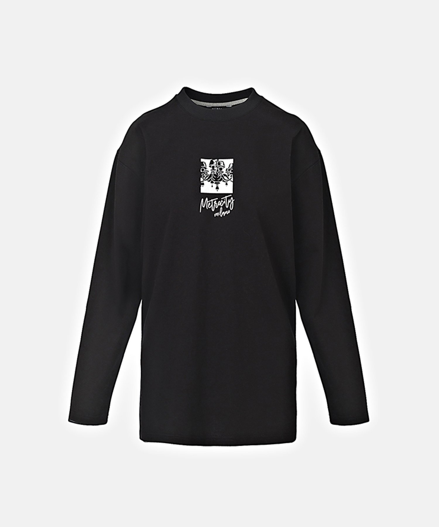 METROCITY 【メトロシティ】シャンデリア プリント 長袖 Tシャツ メトロシティ トップス カットソー・Tシャツ ブラック ホワイト