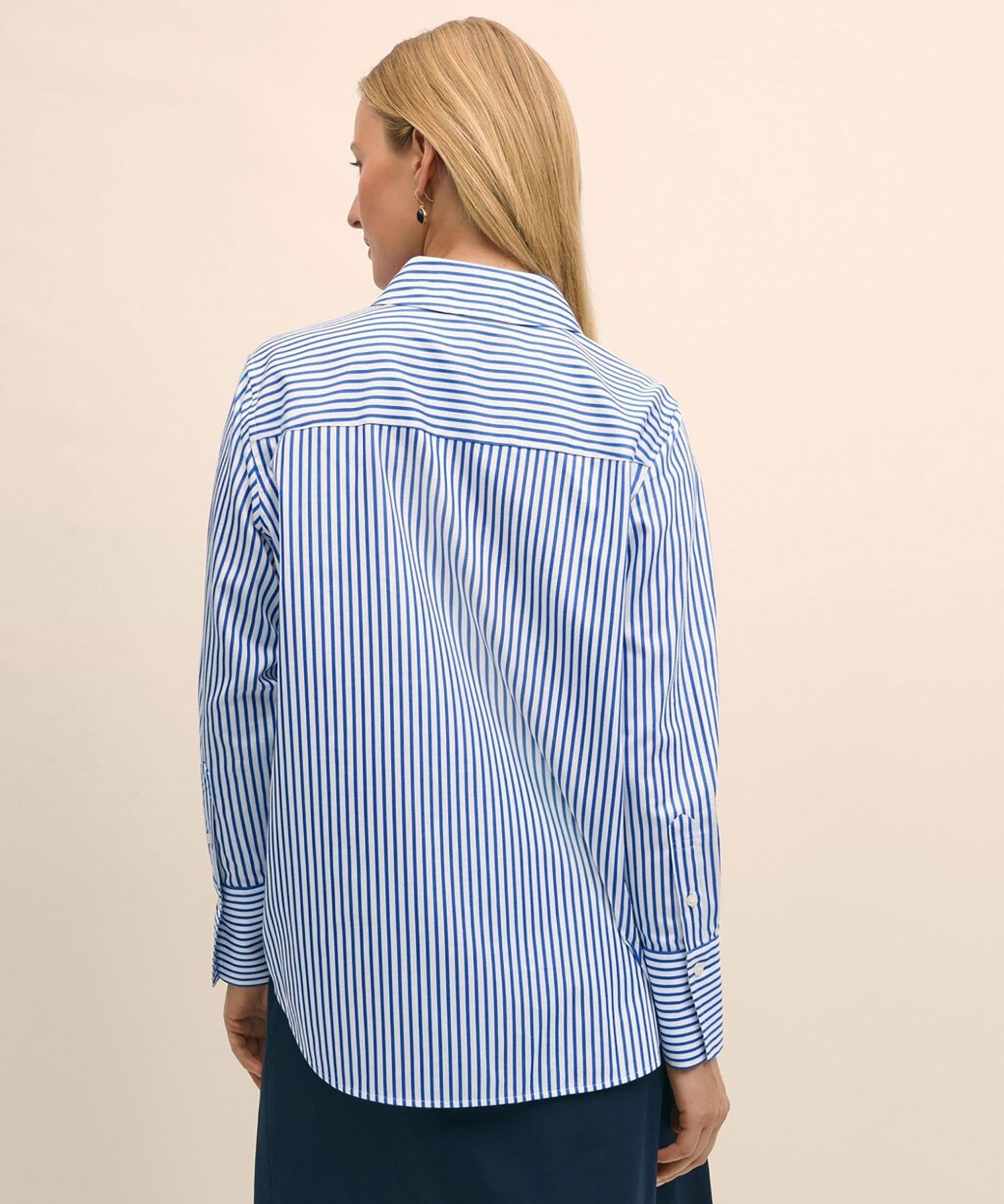 【SALE／35%OFF】BROOKS BROTHERS スーピマコットンサテン リラックスフィット ストライプシャツ ブルックス ブラザーズ トップス シャツ・ブラウス ホワイト【送料無料】