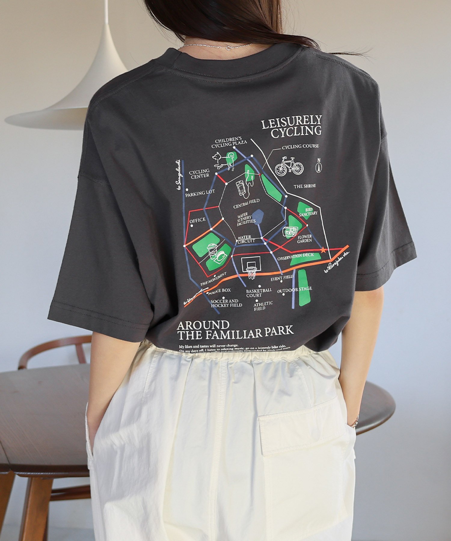 ANME パーク プリント 半袖 Tシャツ ANME アンメ アンドミー トップス カットソー・Tシャツ グレー ネイビー ホワイト