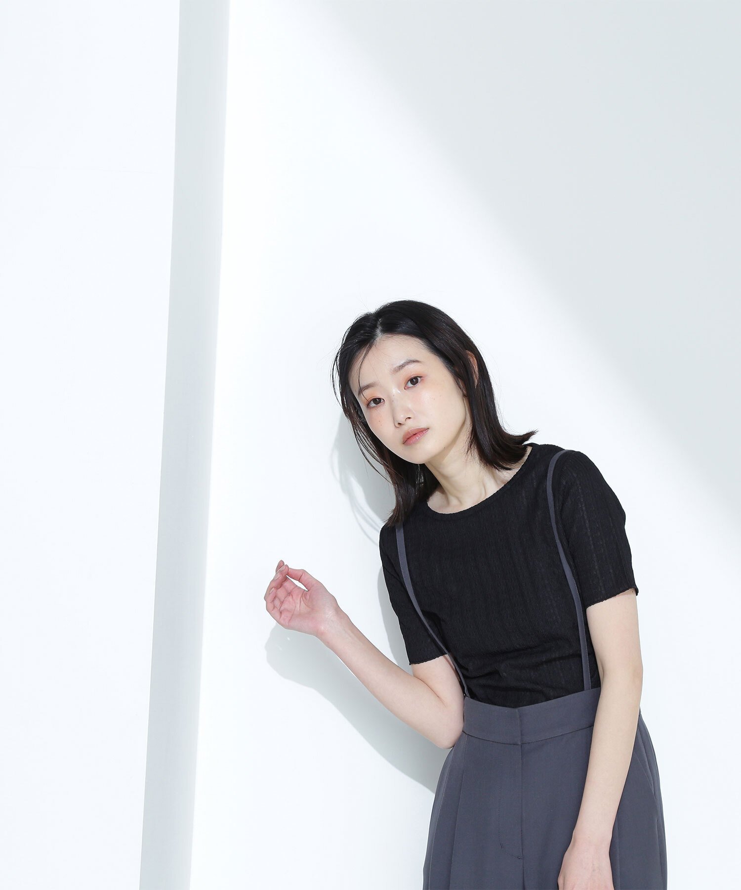 NATURAL BEAUTY BASIC ふくれジャガードコンパクトトップス* ナチュラルビューティベーシック トップス カットソー・Tシャツ ホワイト ピンク ブラック