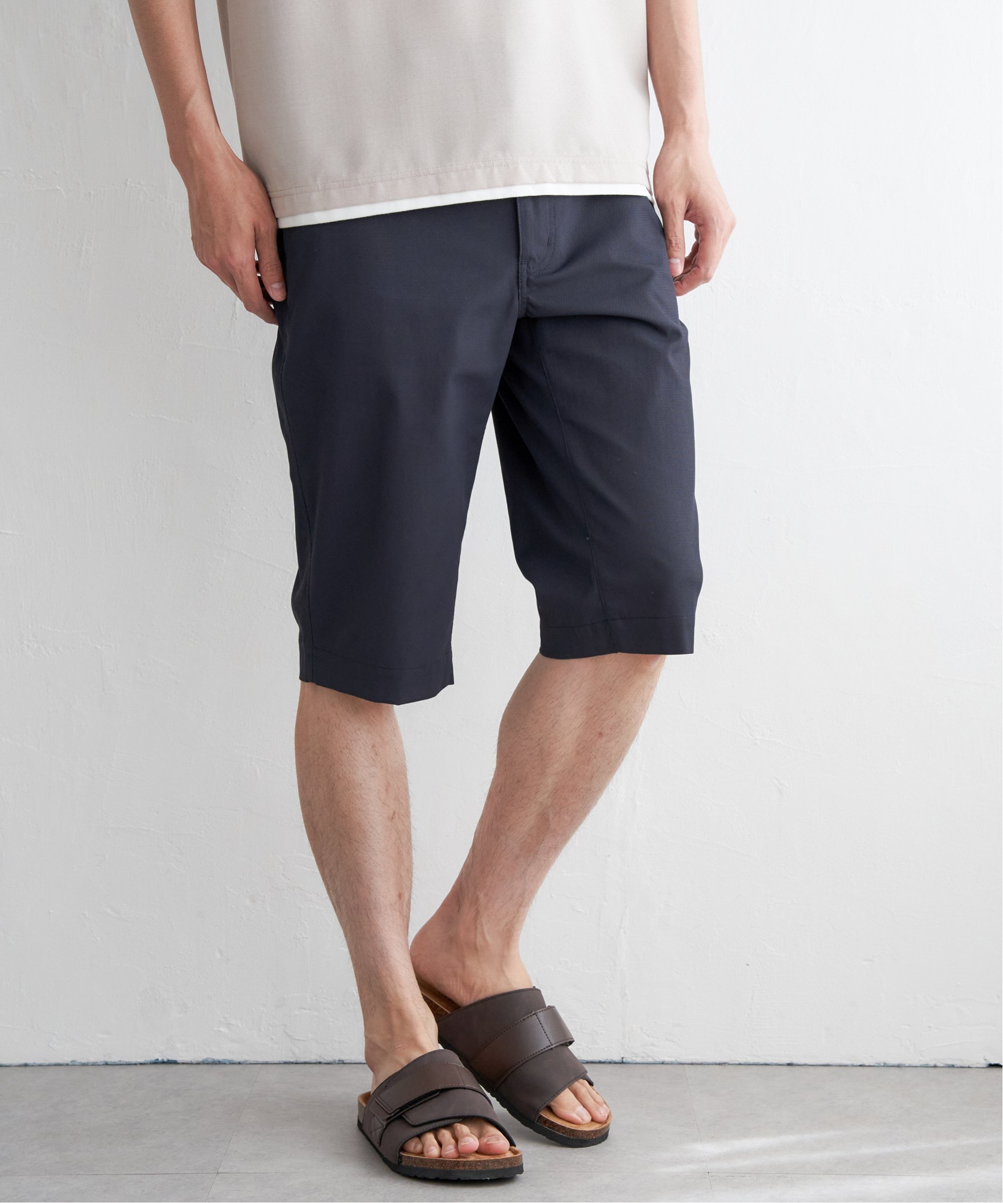 ikka 【親子コーデ】6.5分丈ドビーイージーハーフパンツ イッカ パンツ その他のパンツ ブルー ベージュ グリーン