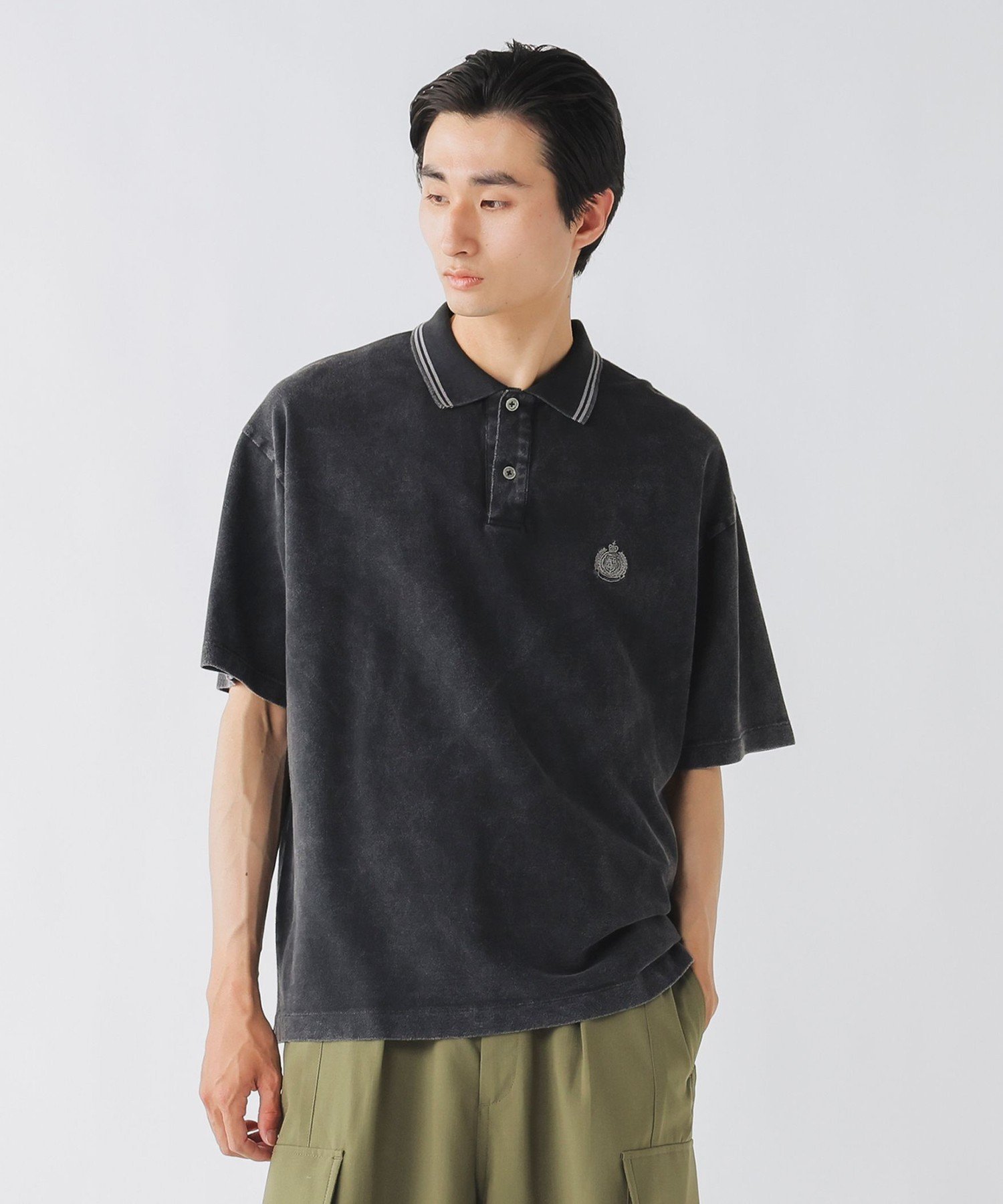 【SALE／30%OFF】BEAMS HEART MEN フェード エンブレム 鹿の子 ポロシャツ ビームス ハート トップス ポロシャツ ブラック ブラウン【送料無料】