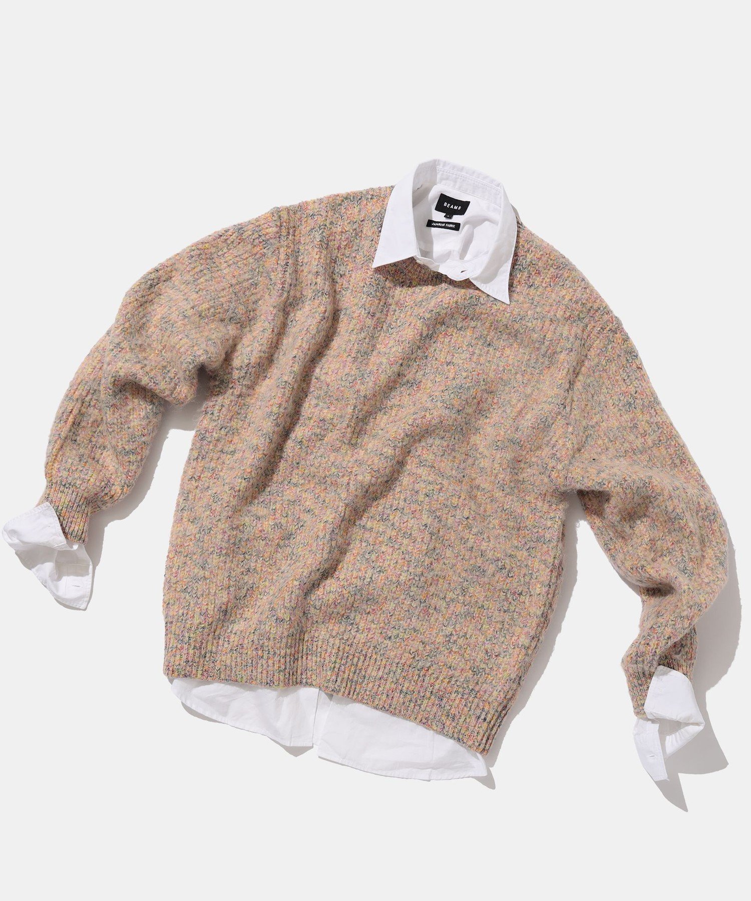 【SALE／30%OFF】BEAMS 5ゲージ シャギー クルーネック ニット ビームス アウトレット トップス ニット ブルー グリーン ホワイト【送料無料】