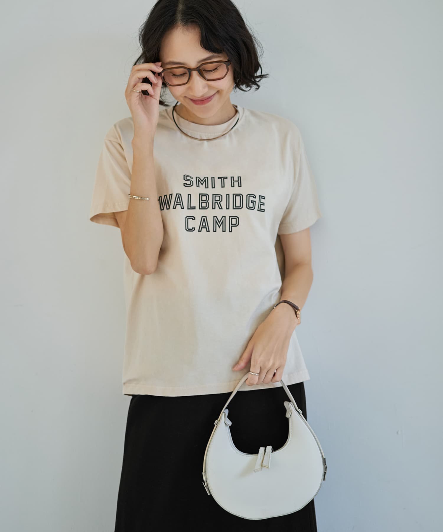 STYLE DELI 中抜きロゴTシャツ スタイルデリ トップス カットソー・Tシャツ グレー