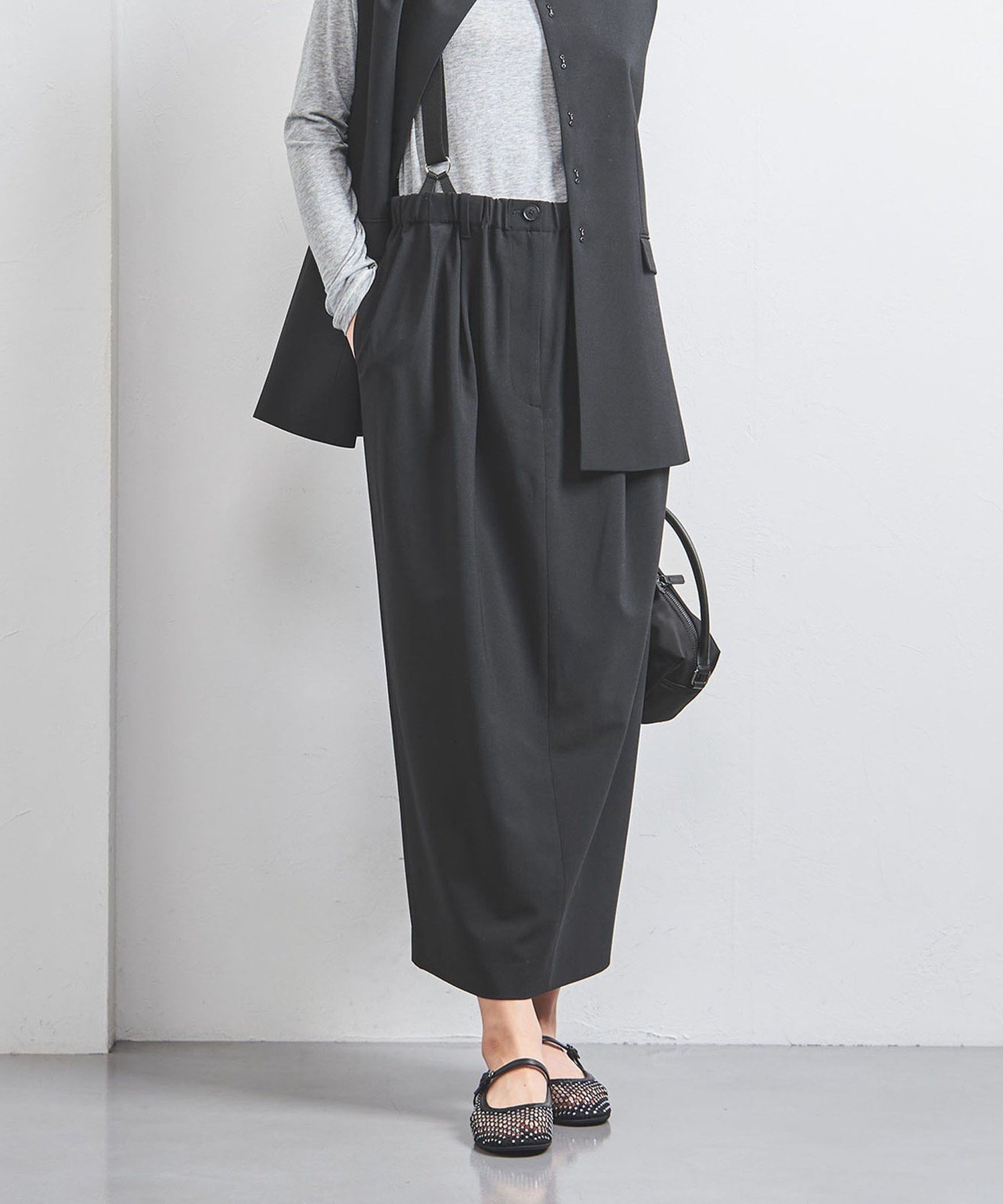 【SALE／50%OFF】UNITED ARROWS サスペンダー スカート ユナイテッドアローズ アウトレット スカート その他のスカート ブラック ベージュ【送料無料】