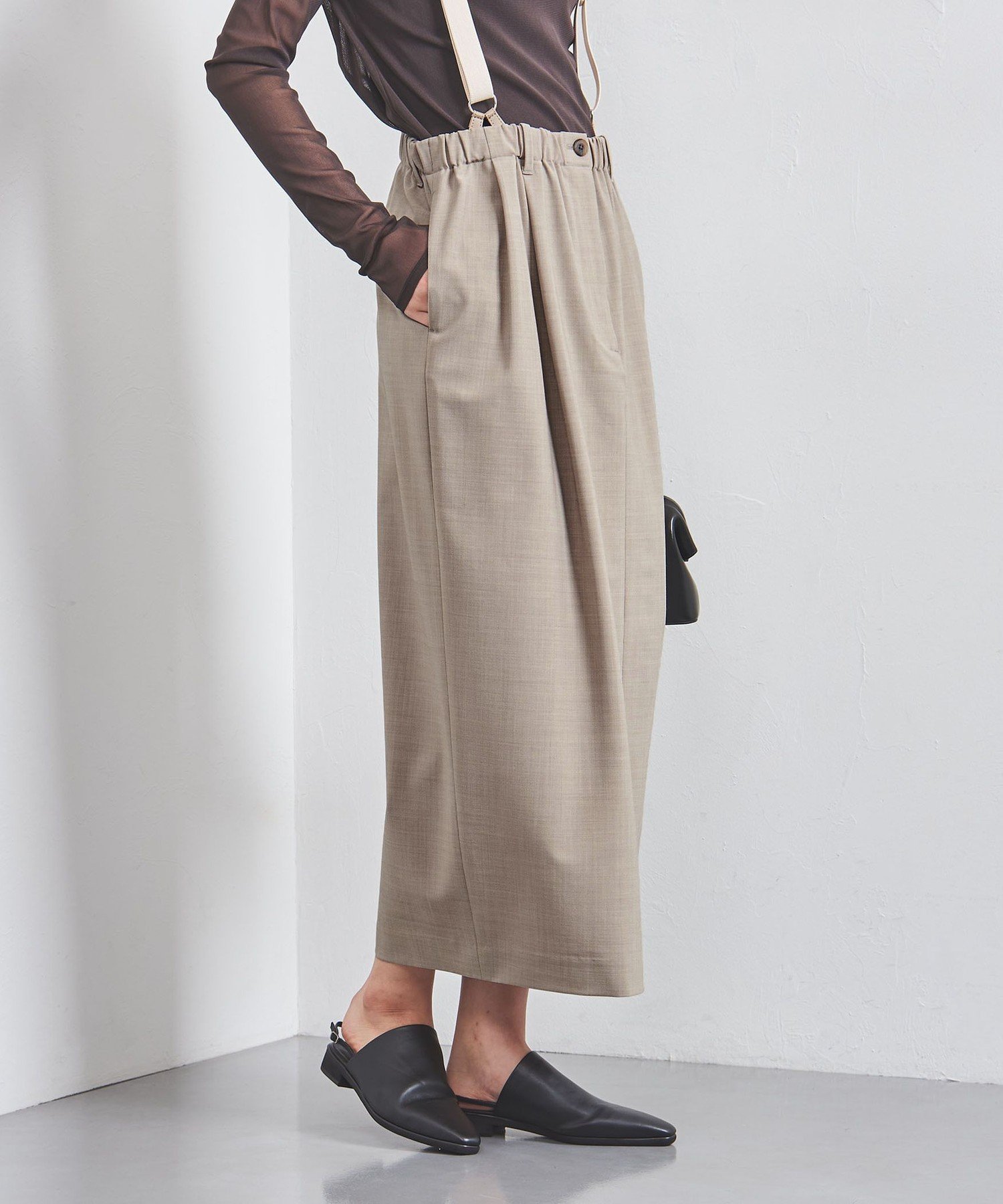 【SALE／50%OFF】UNITED ARROWS サスペンダー スカート ユナイテッドアローズ アウトレット スカート その他のスカート ブラック ベージュ【送料無料】