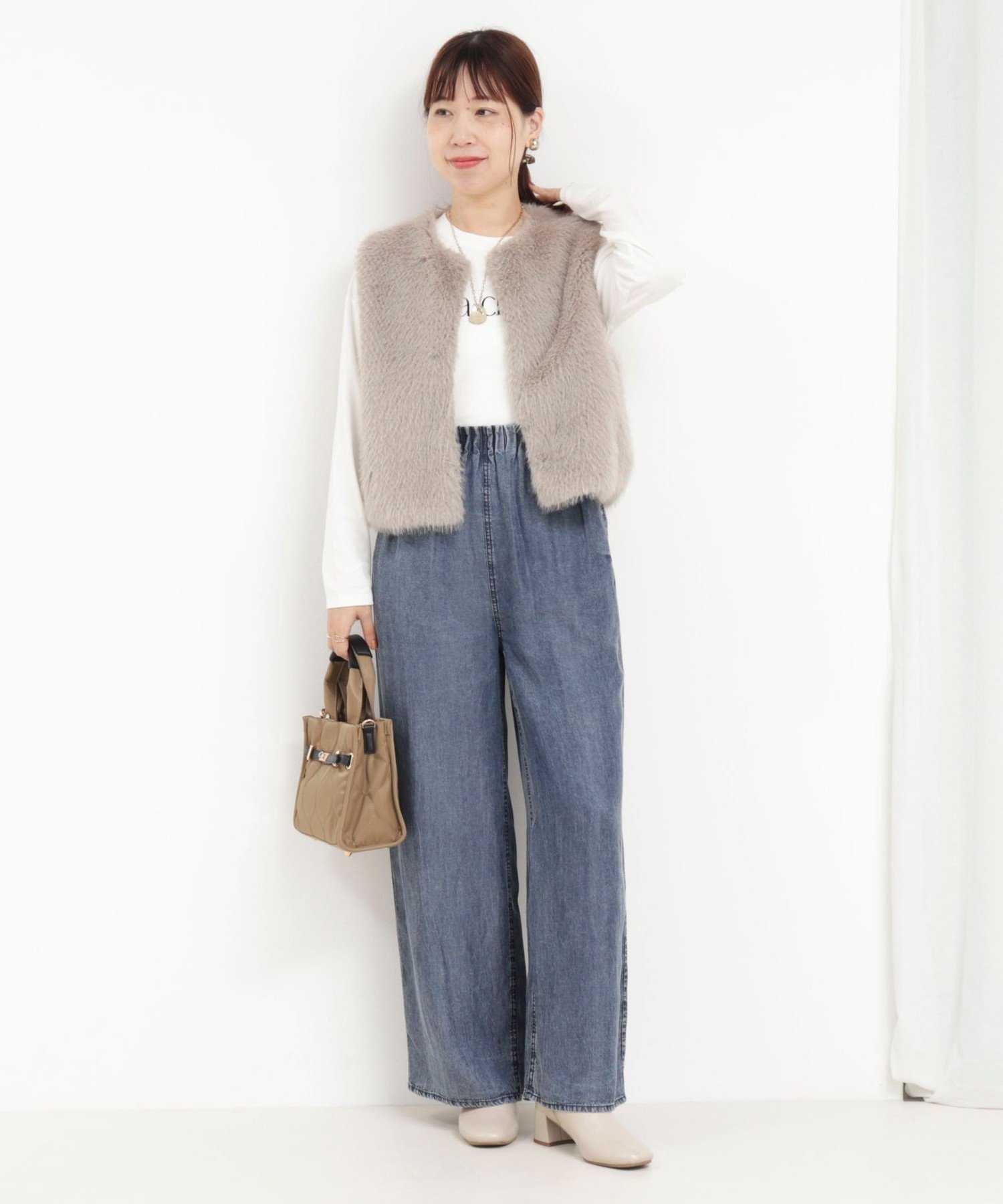 【SALE／40%OFF】MICO COULIER バイオシルクデニムタックワイドフレアパンツ ノーリーズ パンツ ジーンズ・デニムパンツ ブルー グレー【送料無料】