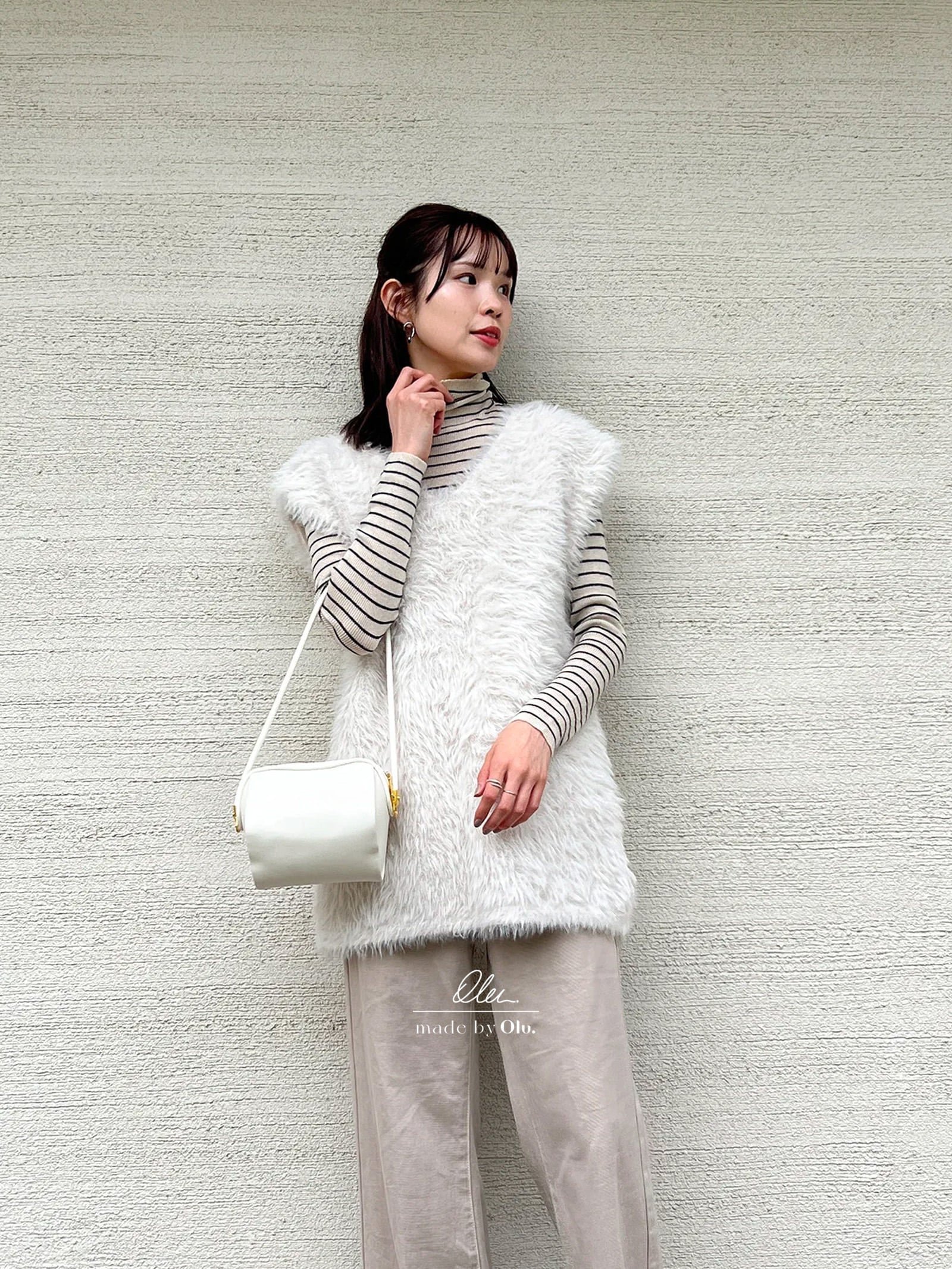 【SALE／40%OFF】Olu. ルーズシャギーニットベスト オルドット トップス ニット ホワイト