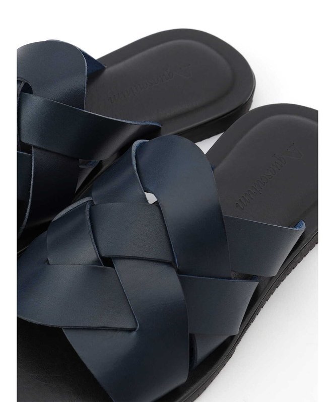 Aquascutum MEN Resort Leather Sandals アクアスキュータム シューズ・靴 その他のシューズ・靴 ブラウン ネイビー【送料無料】