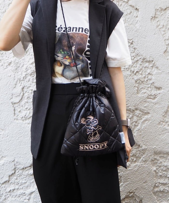 【SALE／50%OFF】FREAK'S STORE SNOOPY パフィー巾着トート 25AW フリークスストア バッグ トートバッグ シルバー ブラック