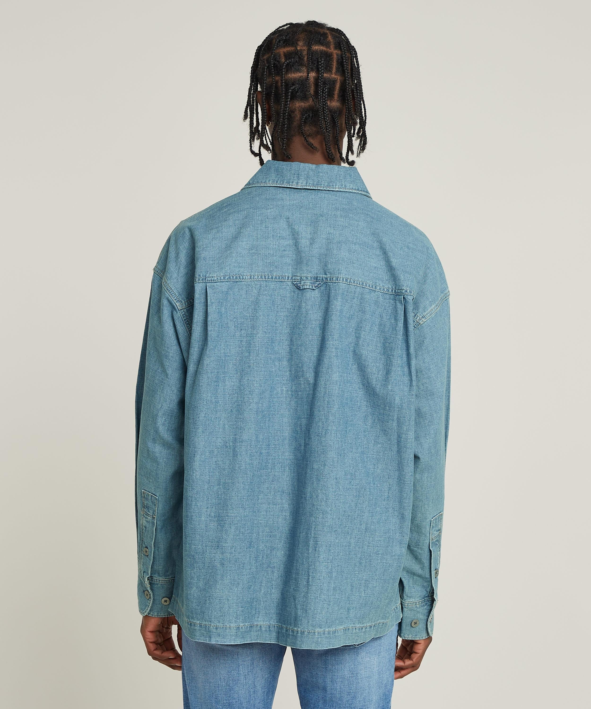 【公式ショップ】LONG POCKET BOXY FIT SHIRT/ロングポケットオーバーサイズデニムシャツ/シャツジャケット ジースターロゥ トップス カットソー・Tシャツ ブルー