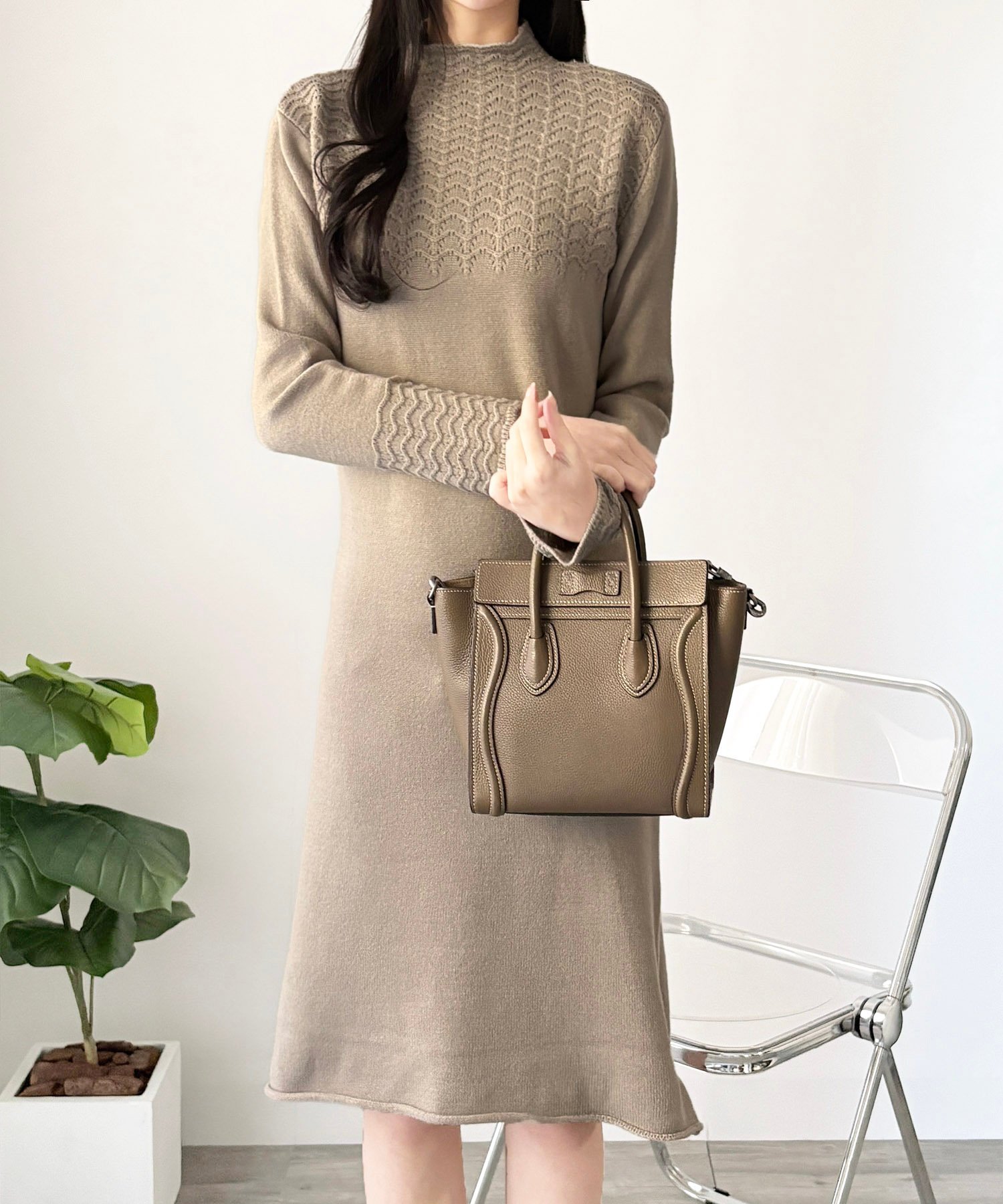 Sybilla シビラ 3D 立体 ニット ロングワンピース 柄 Aライン M