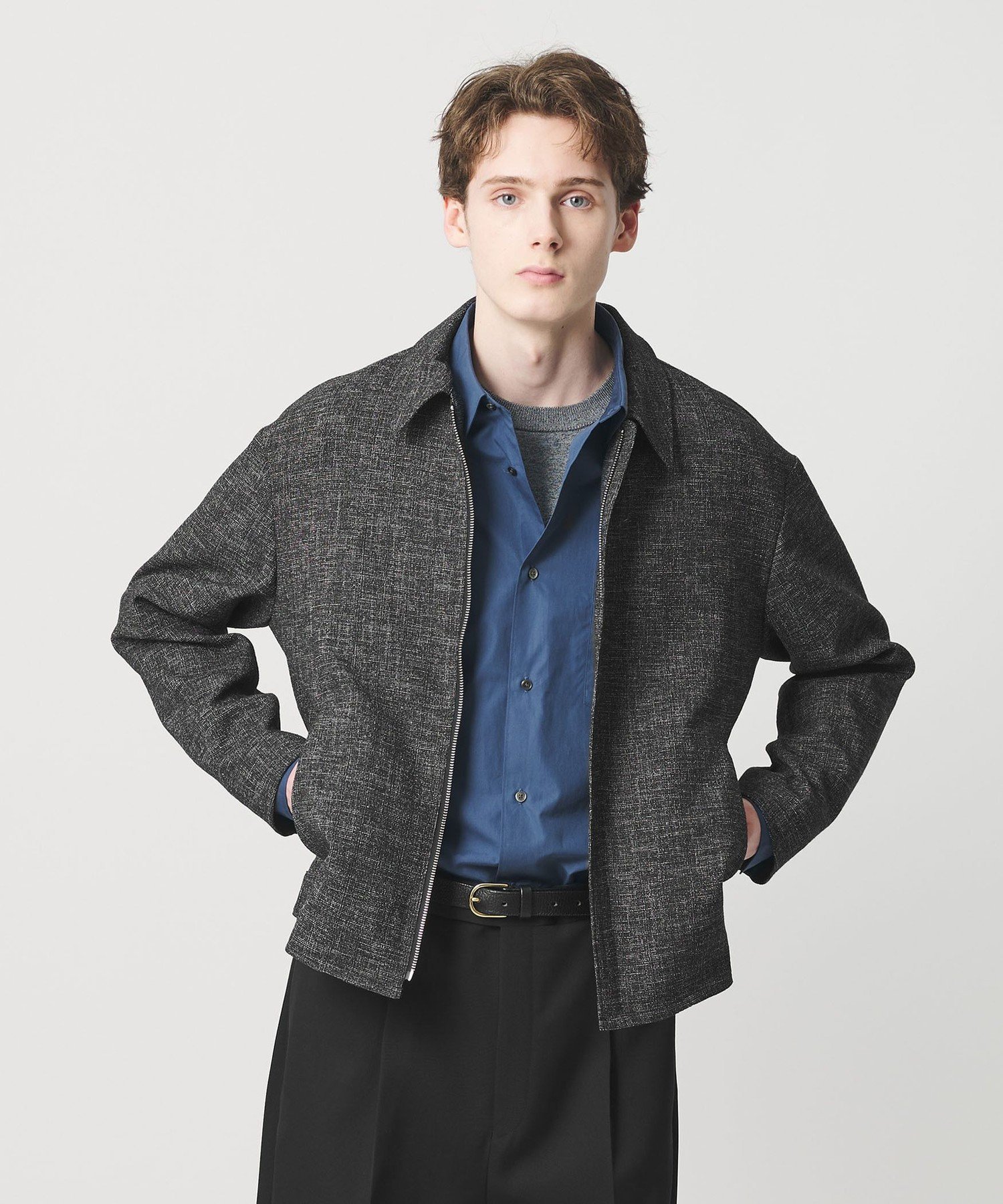 BEAUTY&YOUTH UNITED ARROWS モノトーン ツイード ショート ブルゾン ビューティー＆ユース　ユナイテッドアローズ ジャケット・アウター その他のジャケット・アウター グレー ブラック【送料無料】