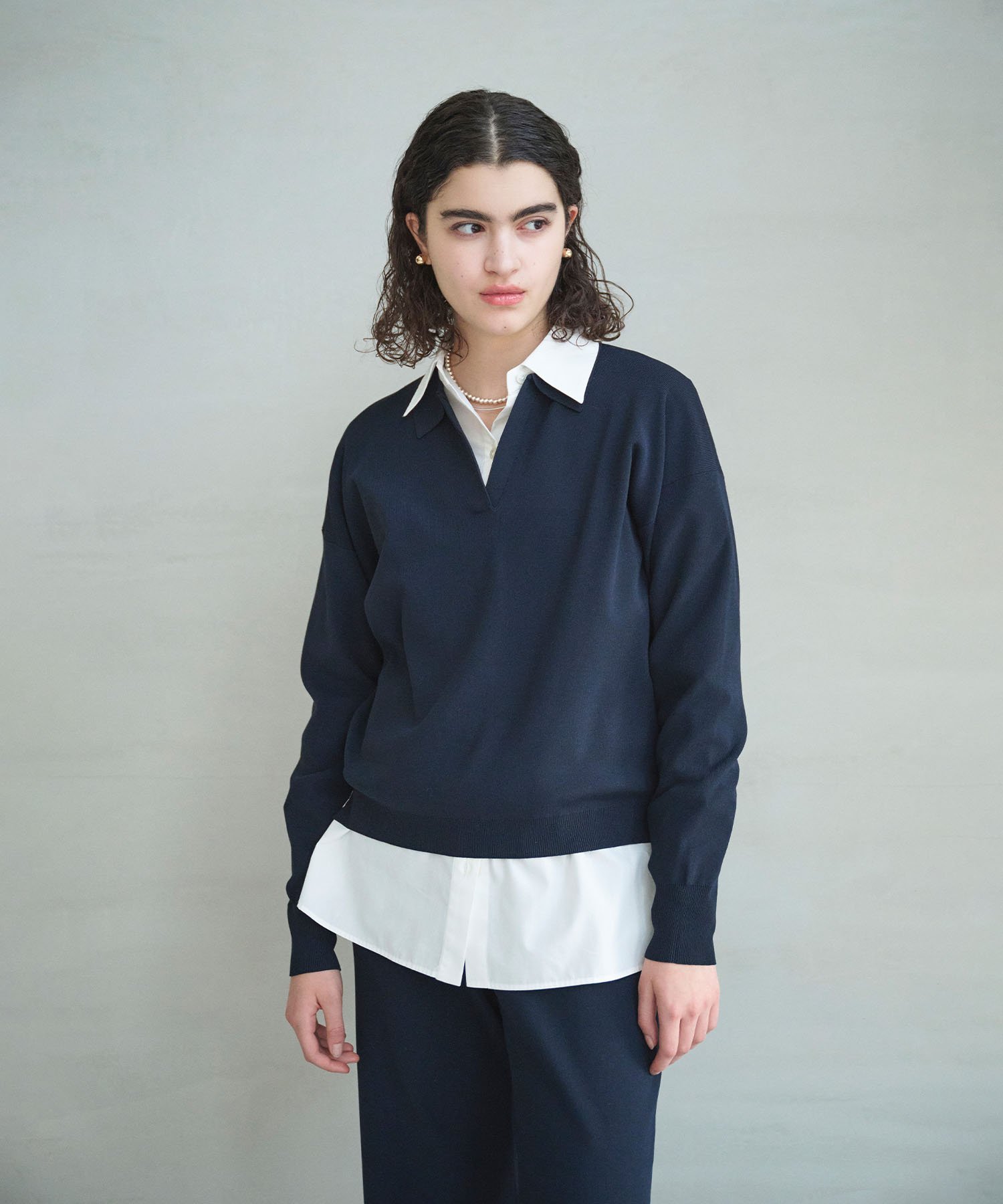 【SALE／40%OFF】N.O.R.C スキッパーニット【CLEAN MOTION】 ノーク トップス ニット ネイビー ホワイト【送料無料】