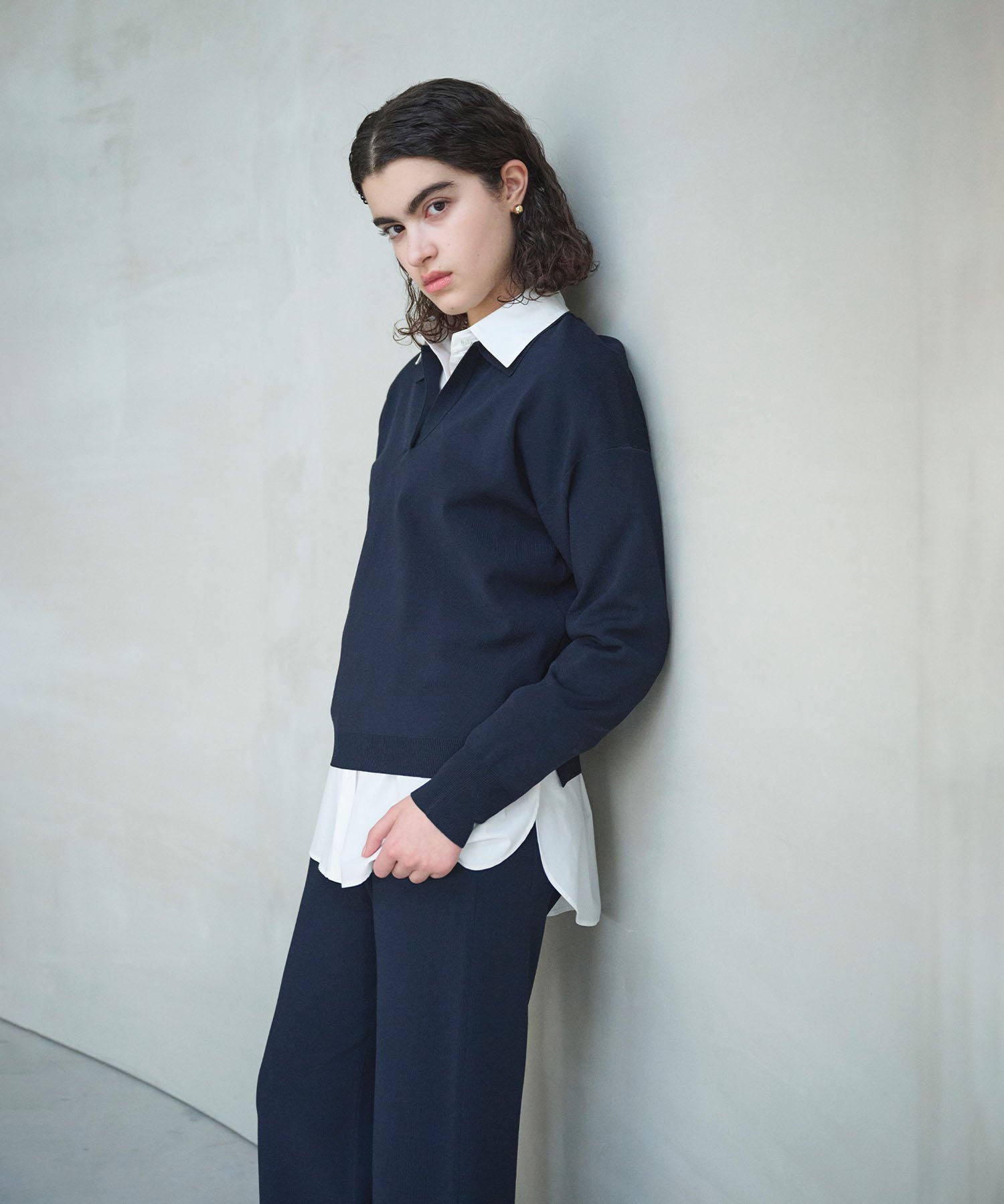 【SALE／40%OFF】N.O.R.C スキッパーニット【CLEAN MOTION】 ノーク トップス ニット ネイビー ホワイト【送料無料】